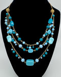 16" AVON gold tone blue bead