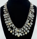 16" silver-tone chain 3 strand glass beads
