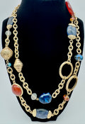 chilos blue sodalite stone carnelian faceted crystal beads 42"