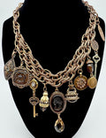 15" chico's copper tone necklace 2 strand with charms