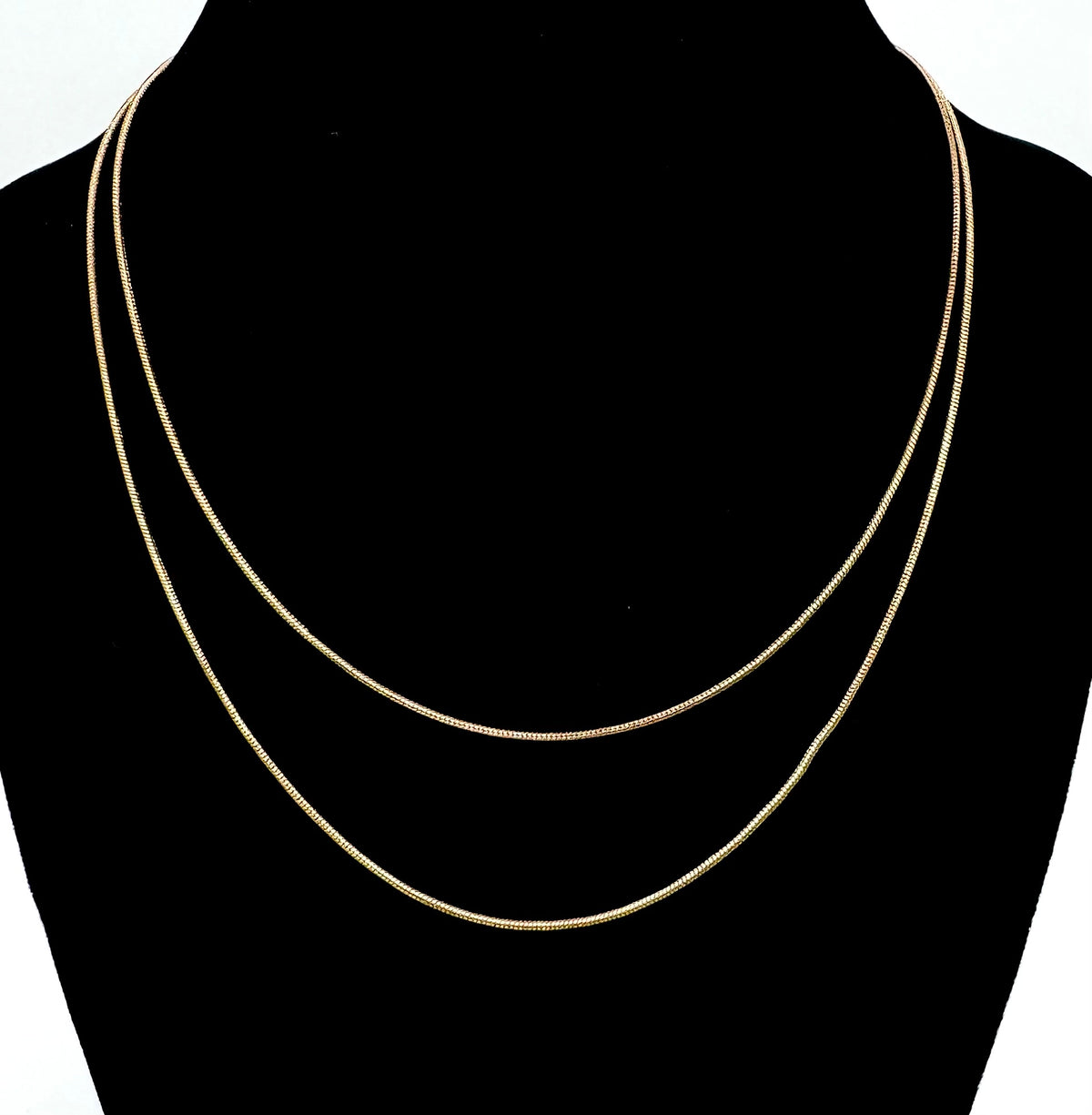 14" gold tone dual strand snake chain