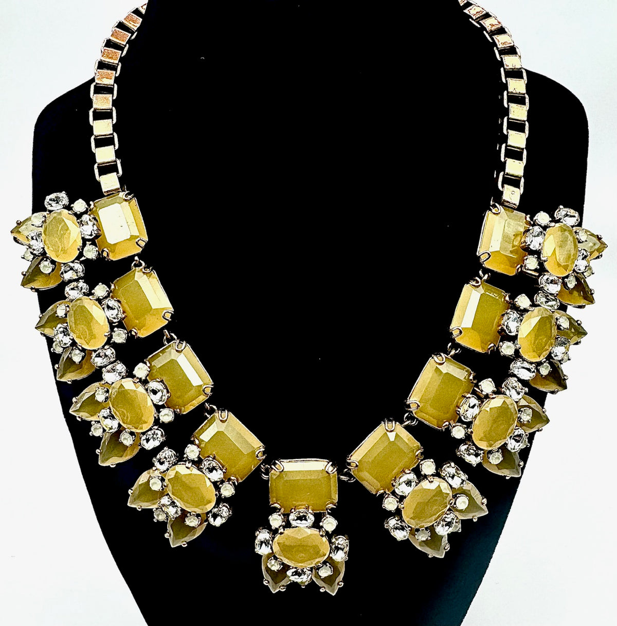 16" j crew copper tone statement rhinestone necklace