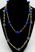 26" talbots gold tone necklace blue beads