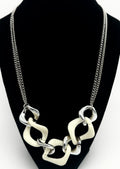 21" silver necklace with silver/white