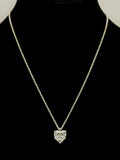 16" silver tone chain with heart shaped clear gem pendant