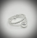 silver tone adjustable ring with crystal accents