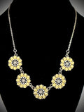 17" glitter glass gold tone daisy floral necklace