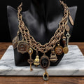 15" chico's copper tone necklace 2 strand with charms
