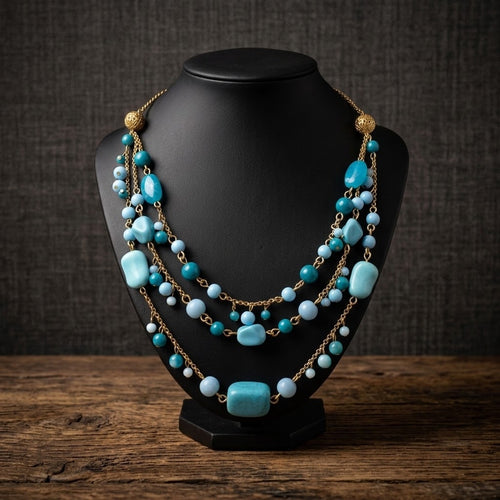 16" AVON gold tone blue bead